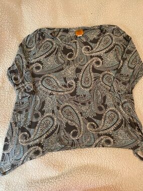 Ruby Rd. Gray & Teal Paisley Dolman Tunic